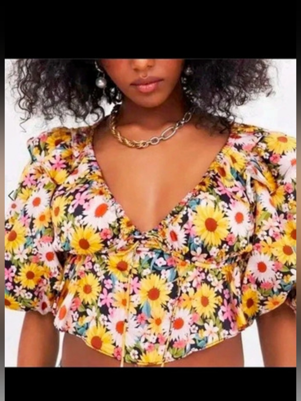 For Love & Lemons Sunshine Crop Top Floral Multicolor & Yellow Medium